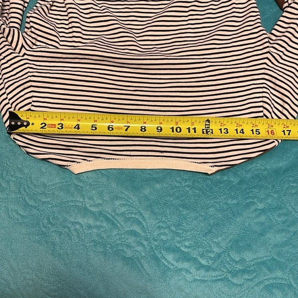 Vintage RALPH LAUREN women’s Sz L shirt striped white w/suede LEATHER patch - Picture 15 of 15